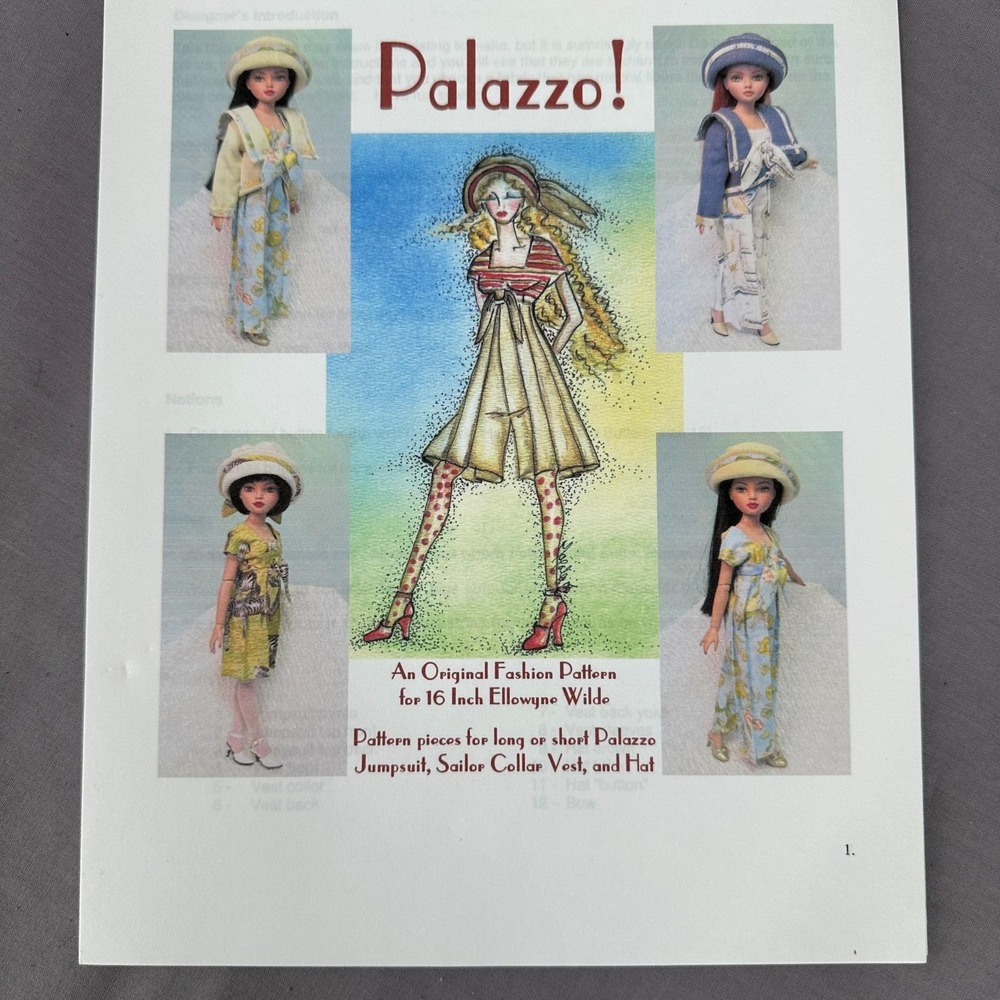Ellowyne Wilde 16" Doll Sewing Pattern Palazzo Jumpsuit Vest Hat Fashion